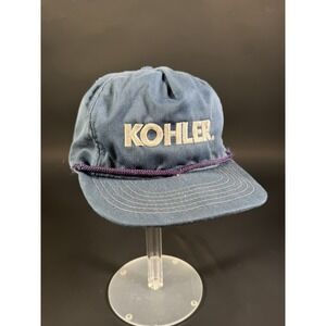 KOHLER  80s-90's Vintage Rope Trucker Hat - USA Made - Blue w/ Light Pink Accent